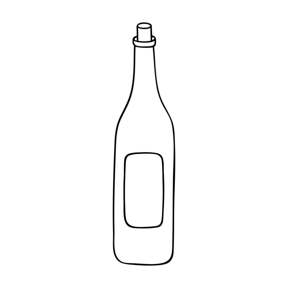 hand- getrokken wijn fles illustratie. alcohol drinken clip art in tekening stijl. single element voor ontwerp vector