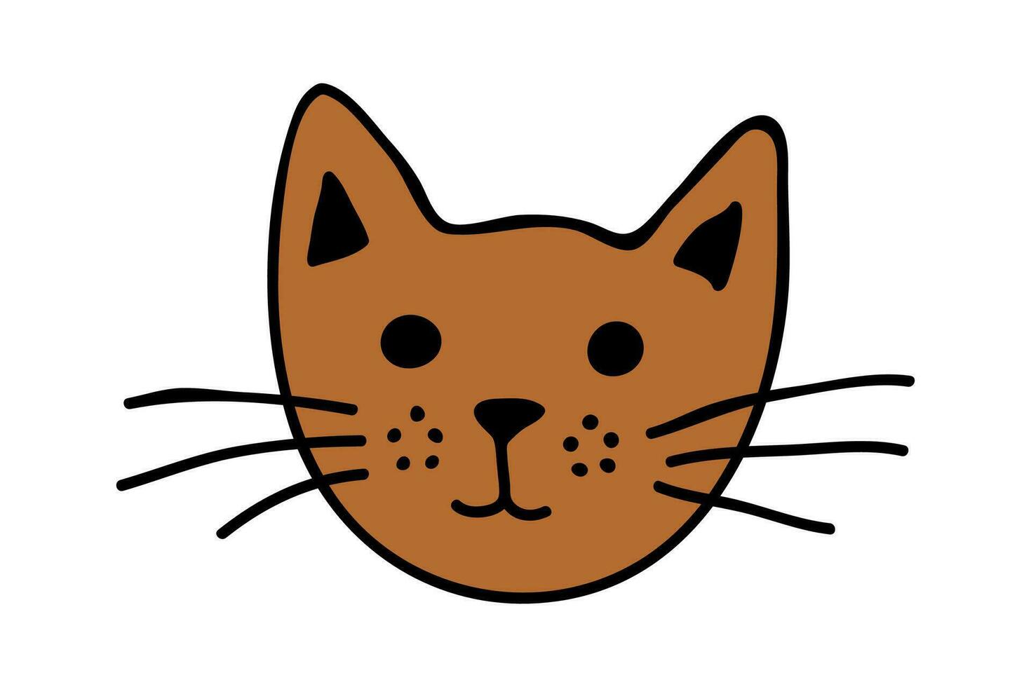 hand- getrokken kat uiteinde van een loop clip art. schattig huisdier gezicht tekening vector