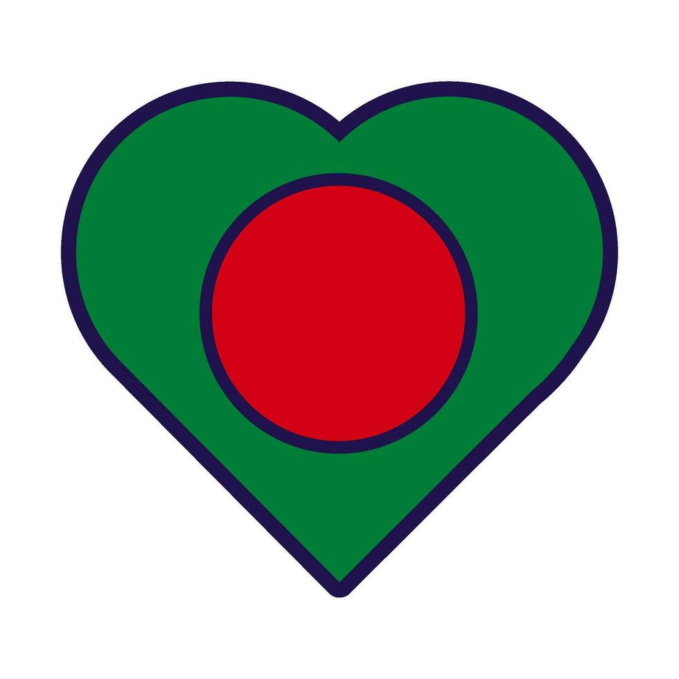 Bangladesh vlag feestelijk patriot hart schets icoon vector