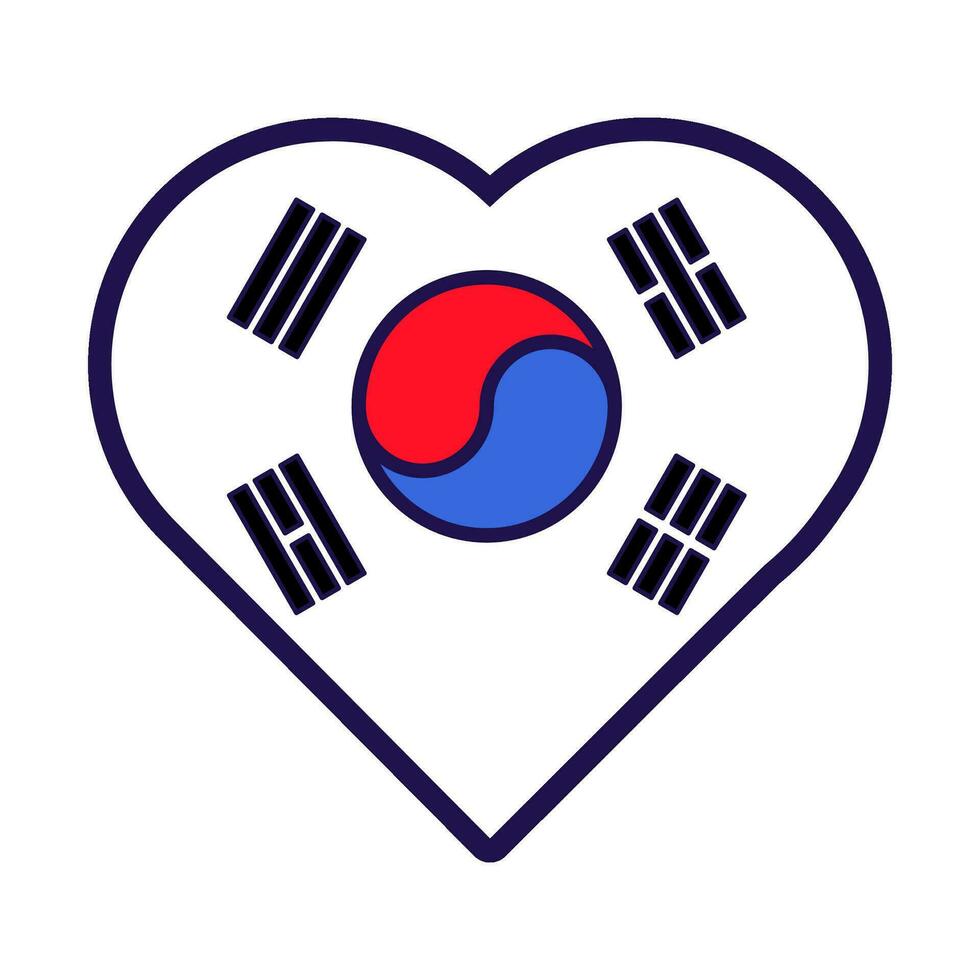 zuiden Korea vlag feestelijk hart schets icoon vector