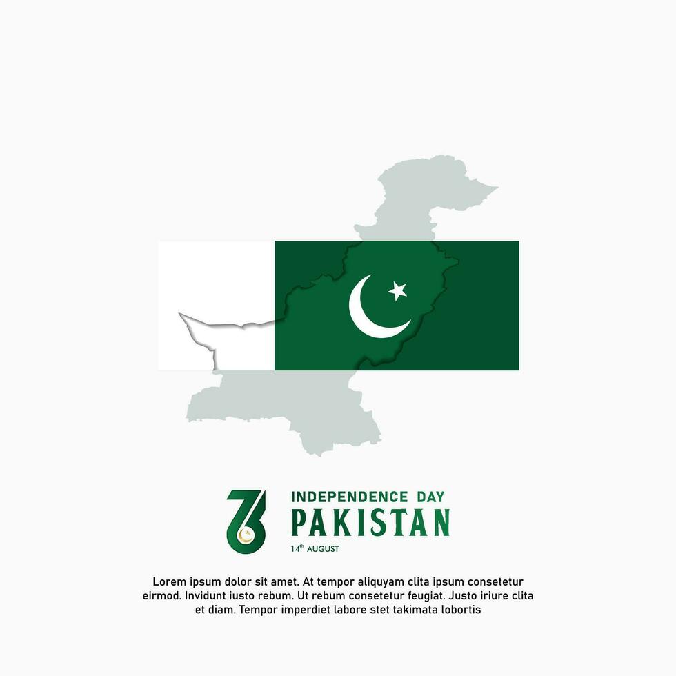 gelukkig onafhankelijkheid dag republiek van Pakistan, 14 augustus. groet kaart met wit en groen kleuren ontwerp vector