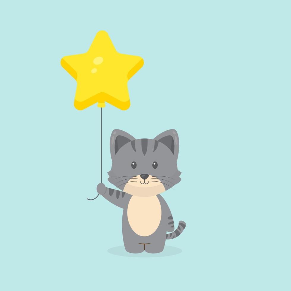 schattige kat met ballon gratis vector