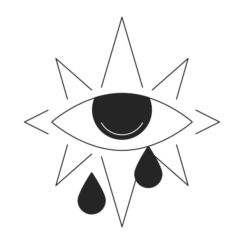 esoterisch magie oog huilen tranen vlak monochroom geïsoleerd conceptuele clip art. heilig geometrie. bewerkbare zwart en wit lijn vector voorwerp. gemakkelijk schets plek illustratie voor web grafisch ontwerp