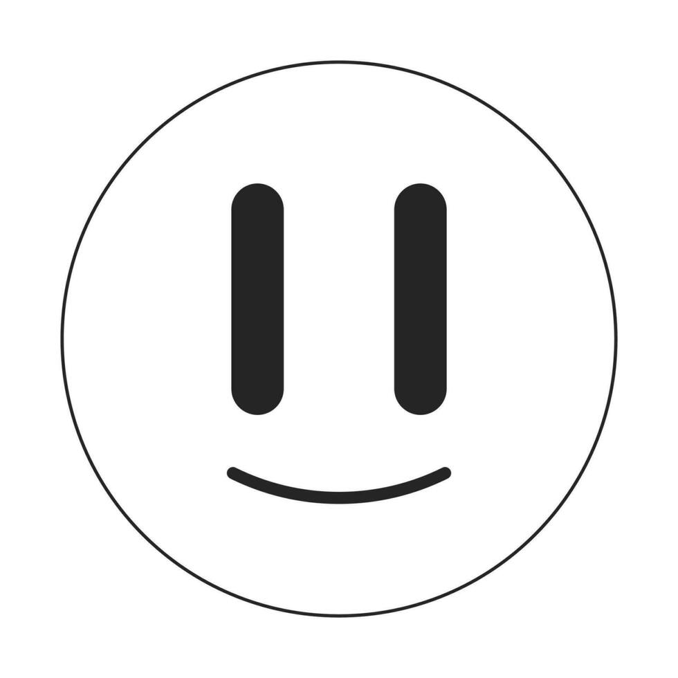 surrealistische emoji vlak monochroom geïsoleerd vector voorwerp. psychedelisch emoticon. vervormd ogen glimlach. bewerkbare zwart en wit lijn kunst tekening. gemakkelijk schets plek illustratie voor web grafisch ontwerp