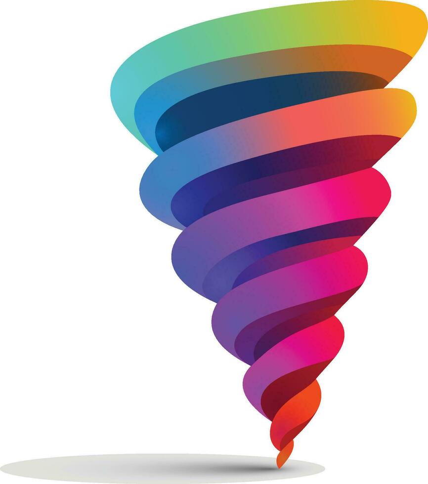 tornado vormig kolken logo ontwerp icoon symbool vector beeld geïsoleerd Aan wit achtergrond, regenboog gekleurde tornado kolken voorraad vector illustratie