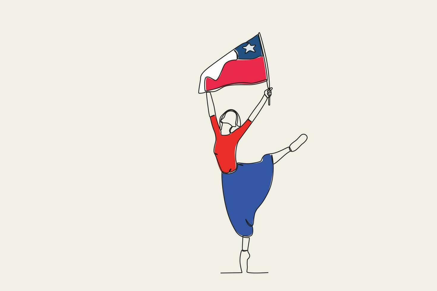 kleur illustratie van een vrouw Holding omhoog de chileens vlag vector