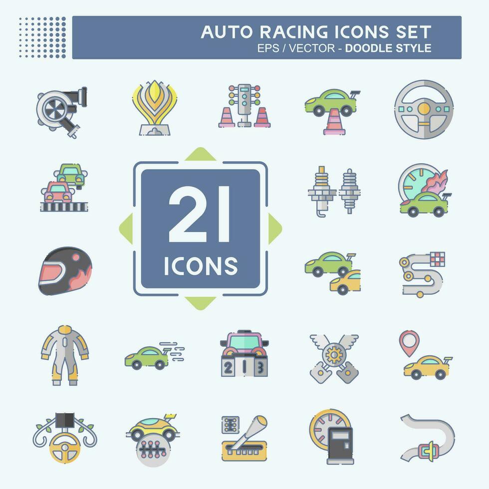 icoon reeks auto racen. verwant naar racing symbool. tekening stijl. gemakkelijk ontwerp bewerkbaar. gemakkelijk illustratie vector