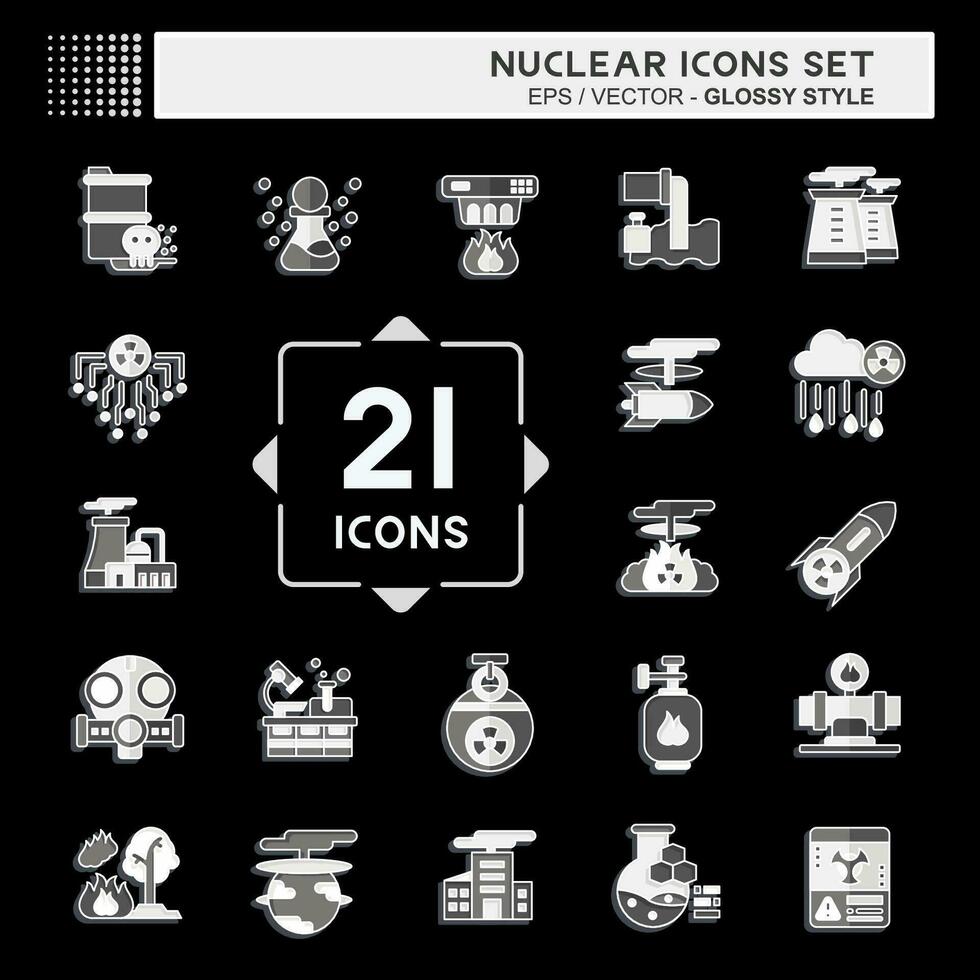 icoon reeks nucleair. verwant naar nucleair symbool. glanzend stijl. gemakkelijk ontwerp bewerkbaar. gemakkelijk illustratie vector