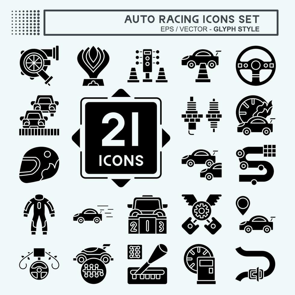 icoon reeks auto racen. verwant naar racing symbool. glyph stijl. gemakkelijk ontwerp bewerkbaar. gemakkelijk illustratie vector