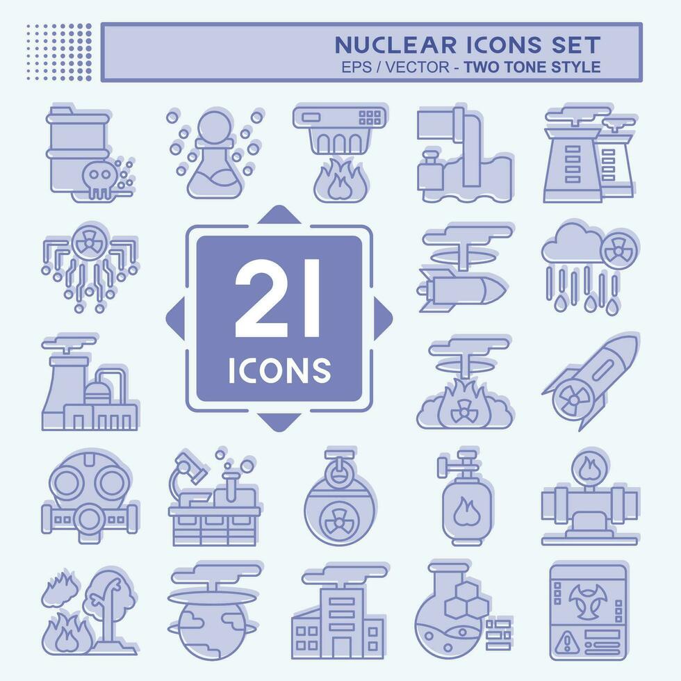 icoon reeks nucleair. verwant naar nucleair symbool. twee toon stijl. gemakkelijk ontwerp bewerkbaar. gemakkelijk illustratie vector