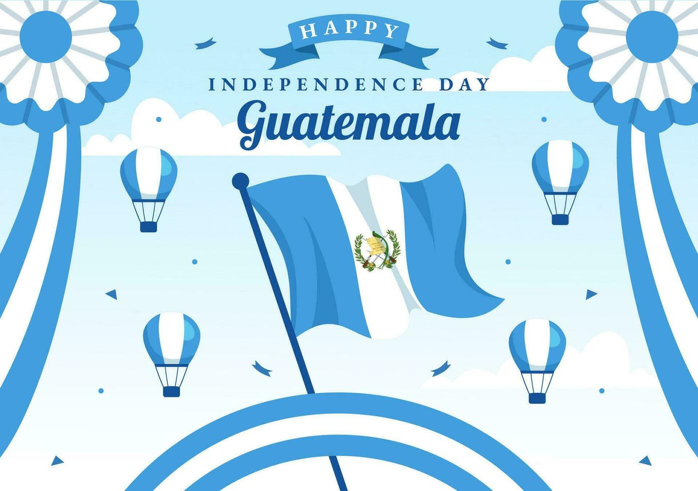 Guatemala onafhankelijkheid dag vector illustratie Aan september 15 met golvend vlag achtergrond in nationaal vakantie vlak tekenfilm hand- getrokken Sjablonen