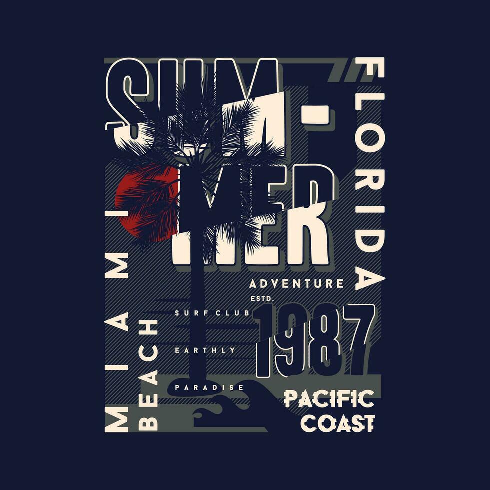 zomer Miami strand abstract grafisch, typografie vector, t overhemd ontwerp illustratie, mooi zo voor klaar afdrukken, en andere gebruik vector