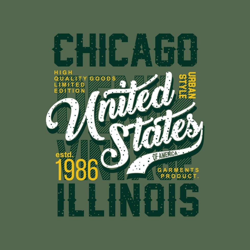 chicago Illinois belettering typografie vector, abstract grafisch, illustratie, voor afdrukken t overhemd vector