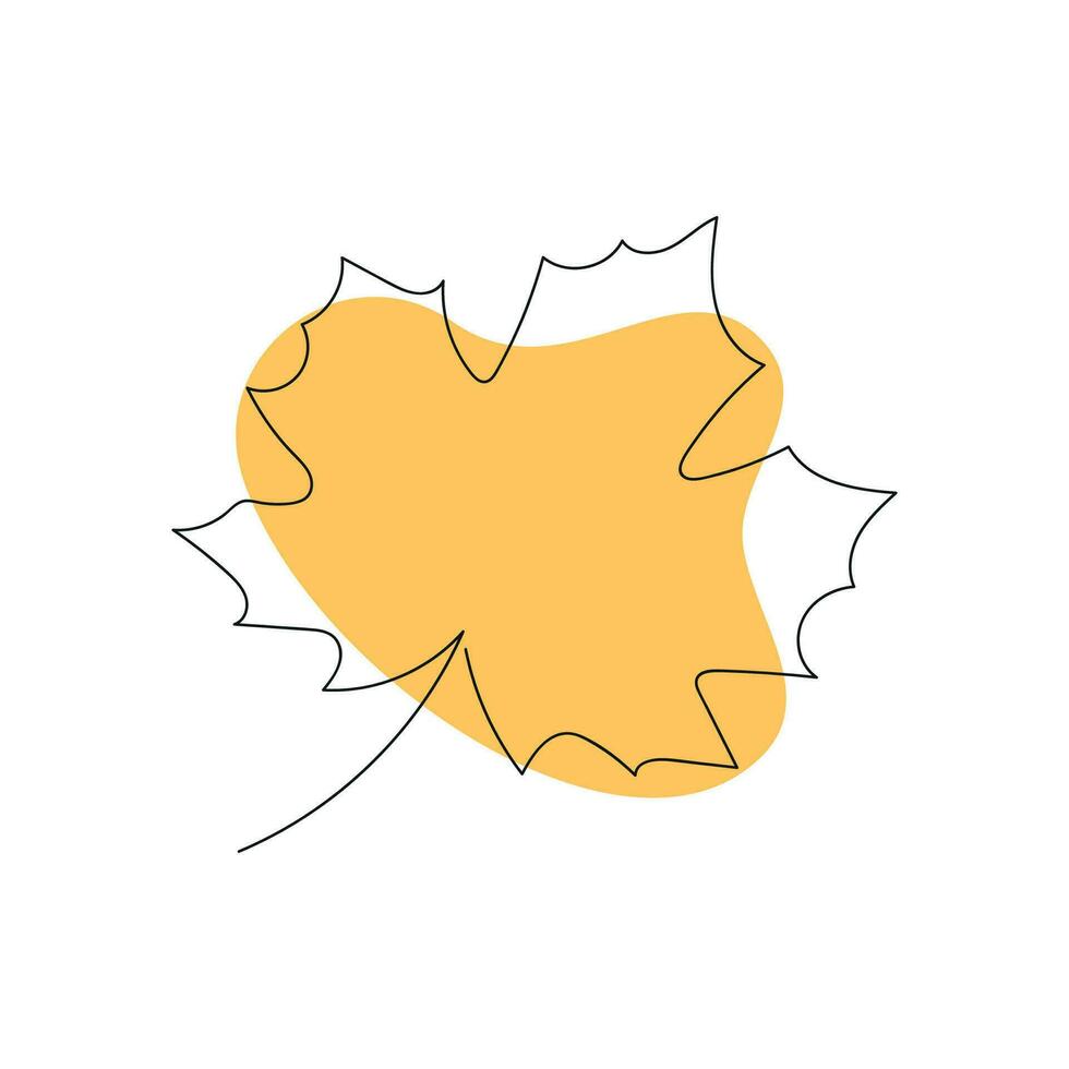 esdoorn- blad getrokken met single lijn met oranje kleur plek. minimalisme. vector illustratie.