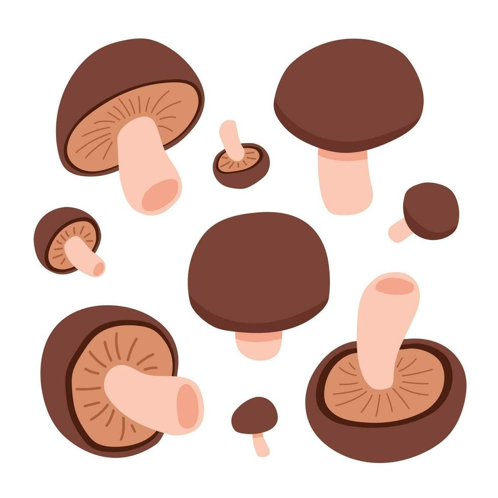 bruin champignons tekenfilm vector reeks
