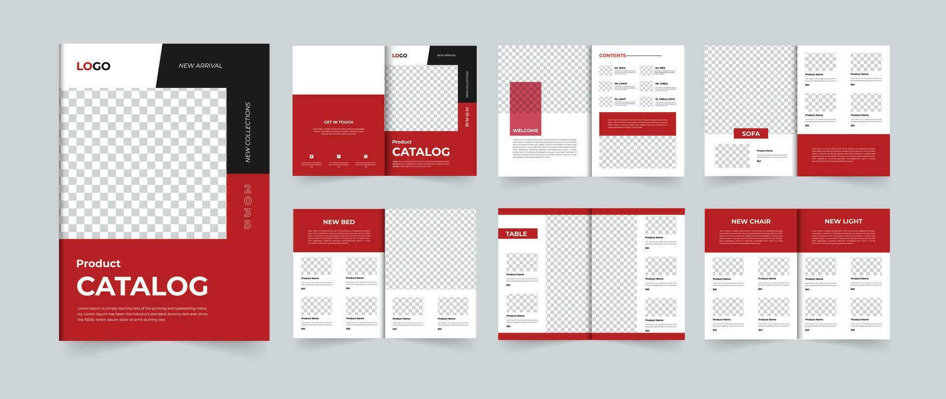 Product catalogus lay-out meubilair catalogus ontwerp vector