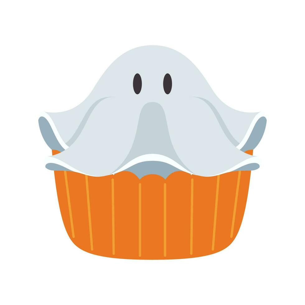 halloween cupcakes illustratie. spookachtig versierd muffins, themed klein cakes voor 31 oktober en eng toetje voedsel tekenfilm vector illustratie reeks van halloween taart muffin spookachtig