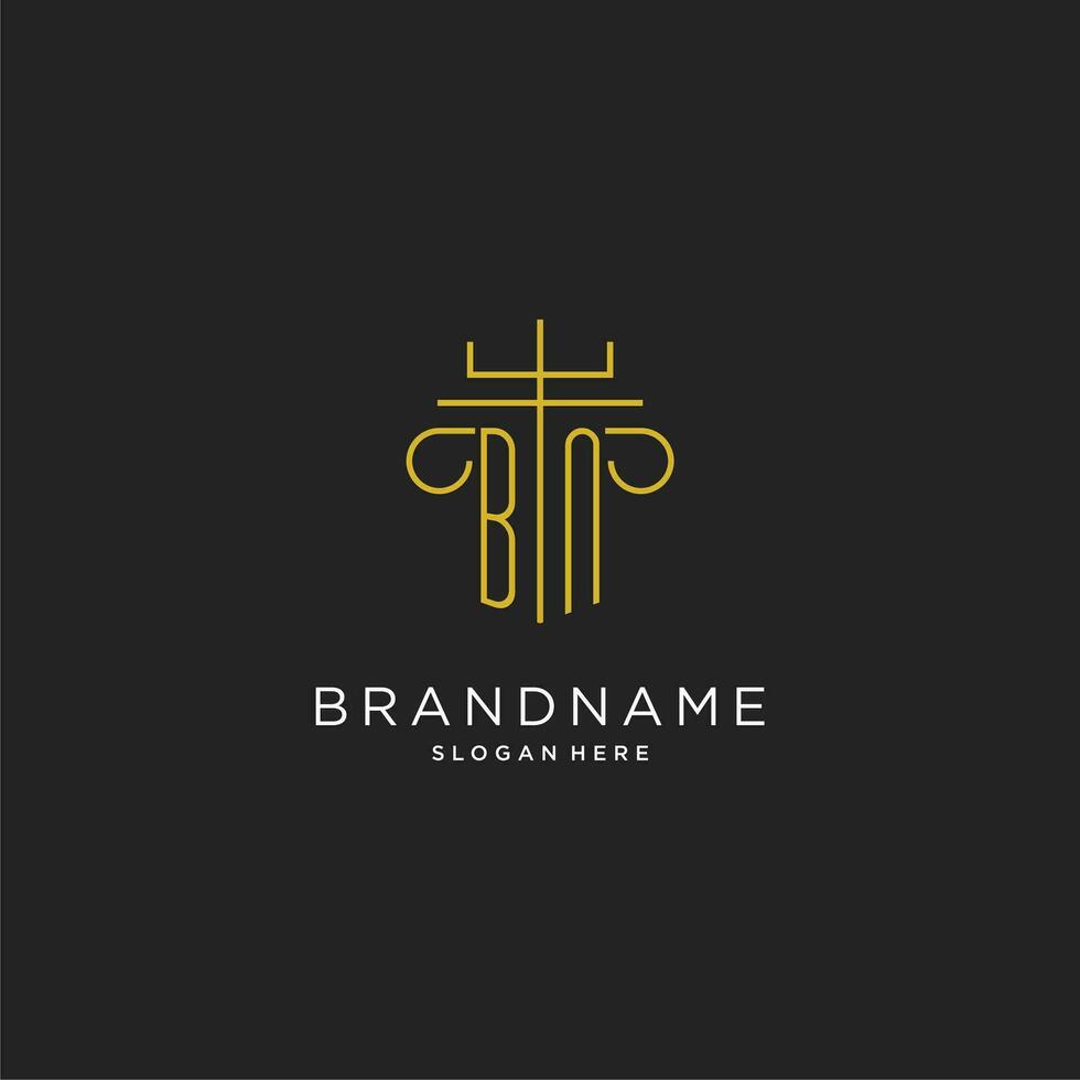 miljard eerste met monoline pijler logo stijl, luxe monogram logo ontwerp voor wettelijk firma vector