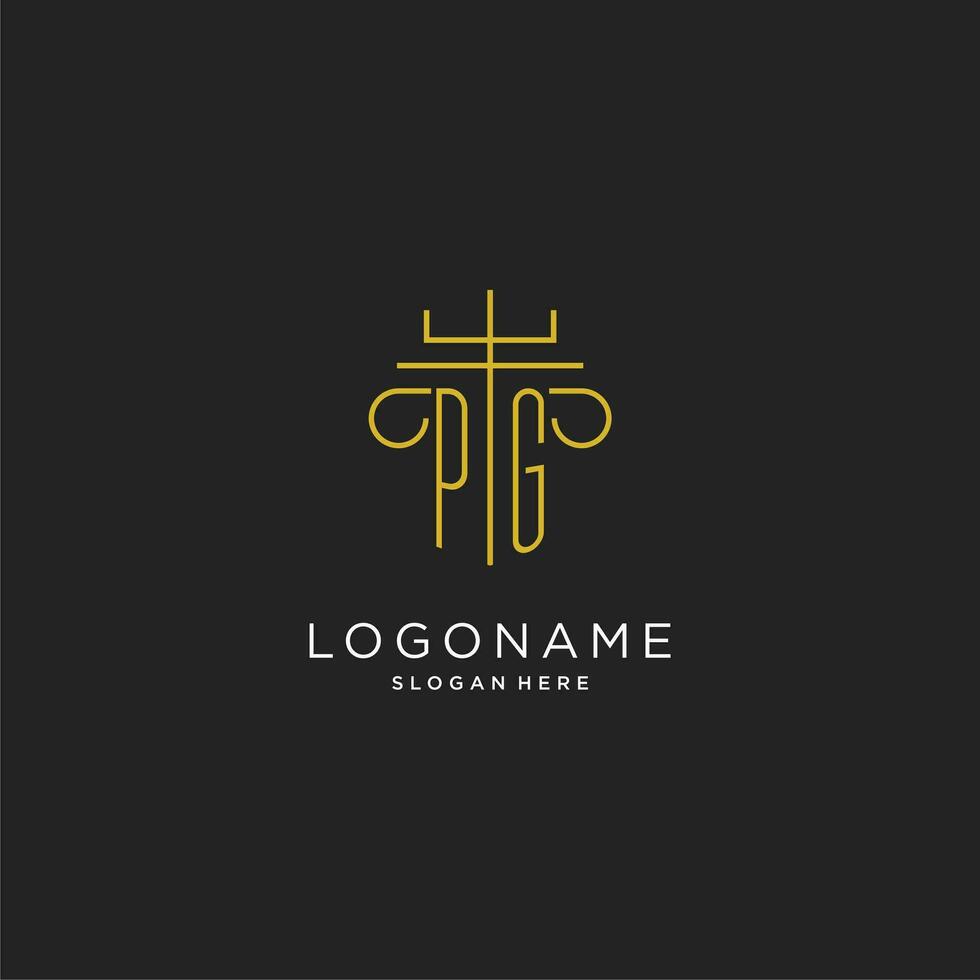 pag eerste met monoline pijler logo stijl, luxe monogram logo ontwerp voor wettelijk firma vector