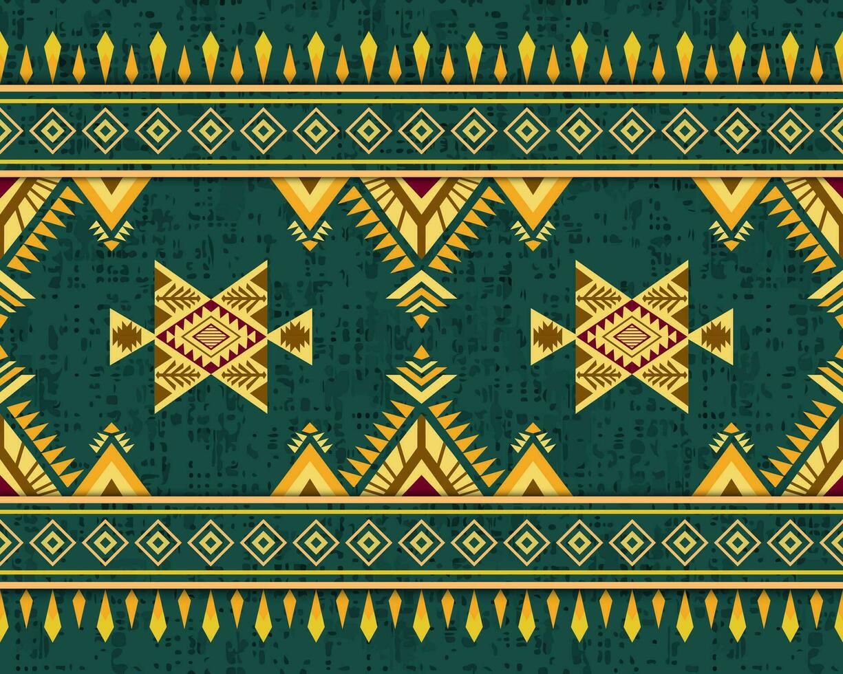 abstract meetkundig kleding stof patroon in traditioneel Amerikaans stijl. deze symmetrisch herhalen patroon bestaat van Navajo symbool motieven en meetkundig vormen in een luxe kleuren thema. vector illustratie.