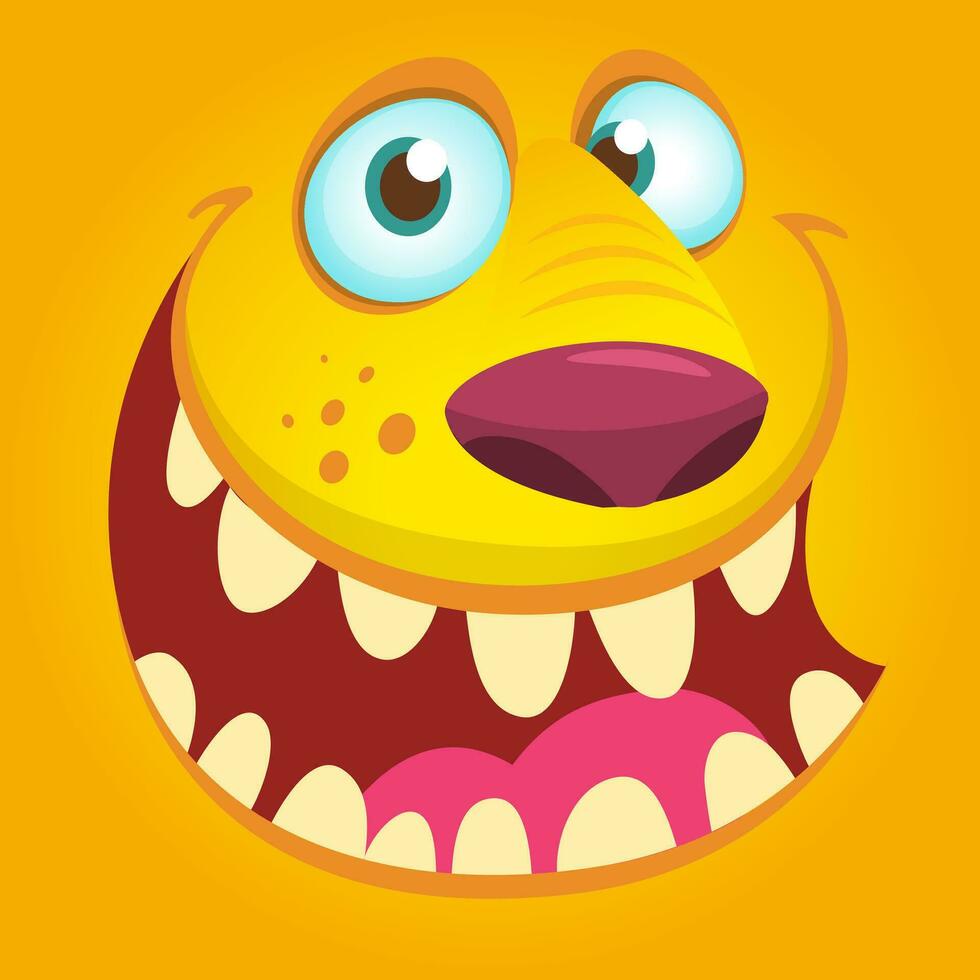 tekenfilm monster gezicht. vector halloween monster avatar