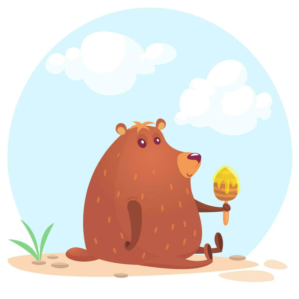 gelukkig tekenfilm bruin beer. vector illustratie