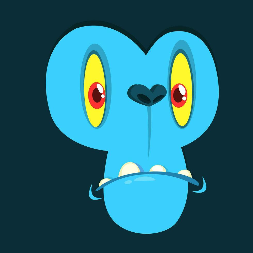 eng tekenfilm yeti grote voet gezicht avatar. vector blauw monster