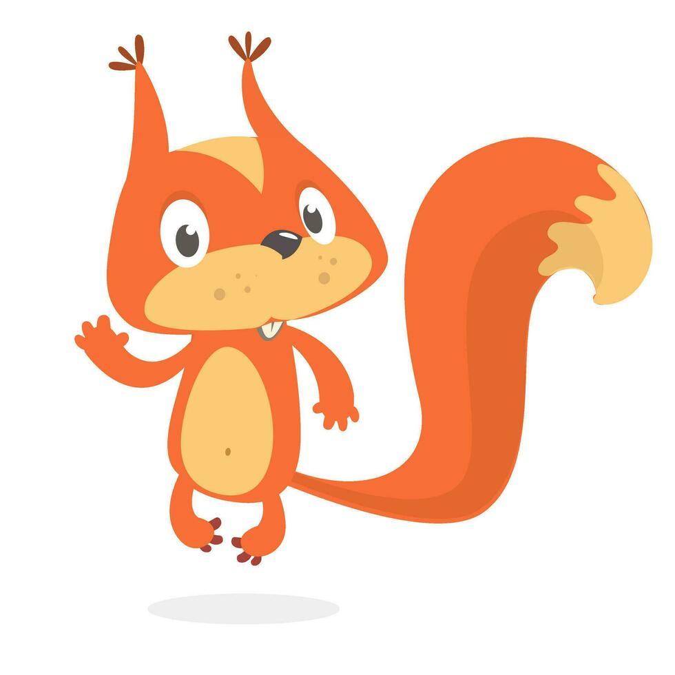 schattig tekenfilm jumping eekhoorn in speels humeur. vector illustratie geïsoleerd