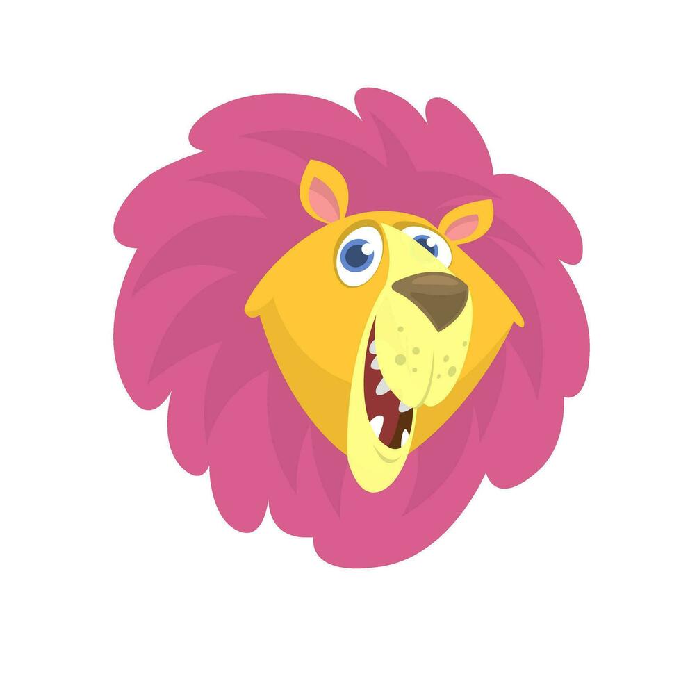 tekenfilm leeuw hoofd icoon. vlak helder kleur vereenvoudigd vector illustratie in pret tekenfilm stijl ontwerp