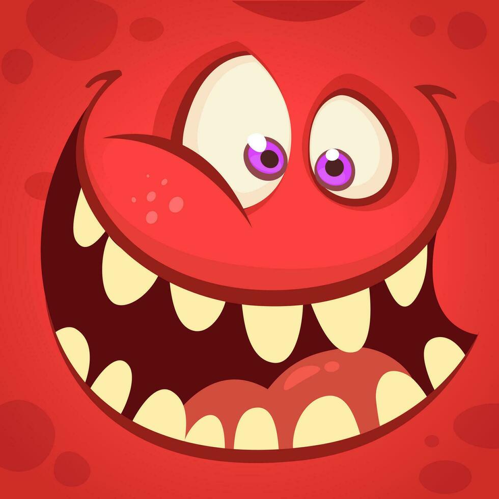 tekenfilm monster gezicht. vector halloween monster avatar