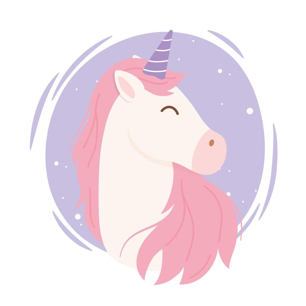 eenhoorn roze haar magische fantasie cartoon schattig dier vector