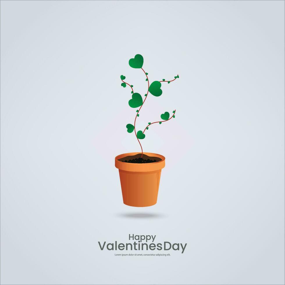 Valentijnsdag dag kaart. groeit liefde hart bloem. vector