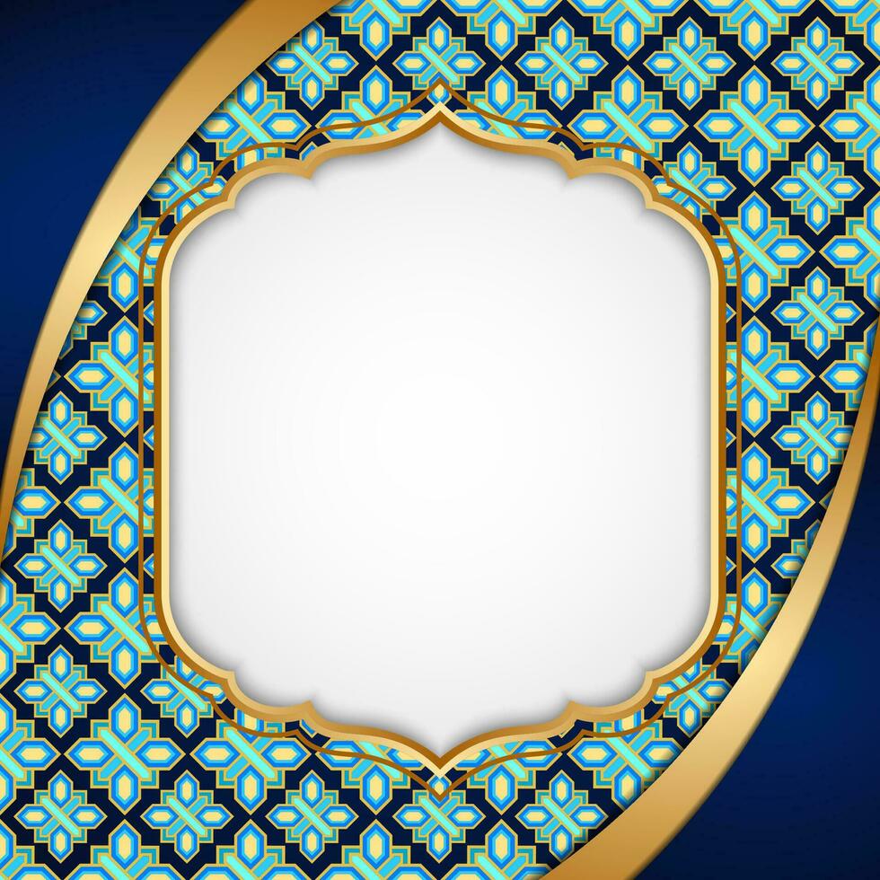 blauw en goud luxe Islamitisch kaders vector