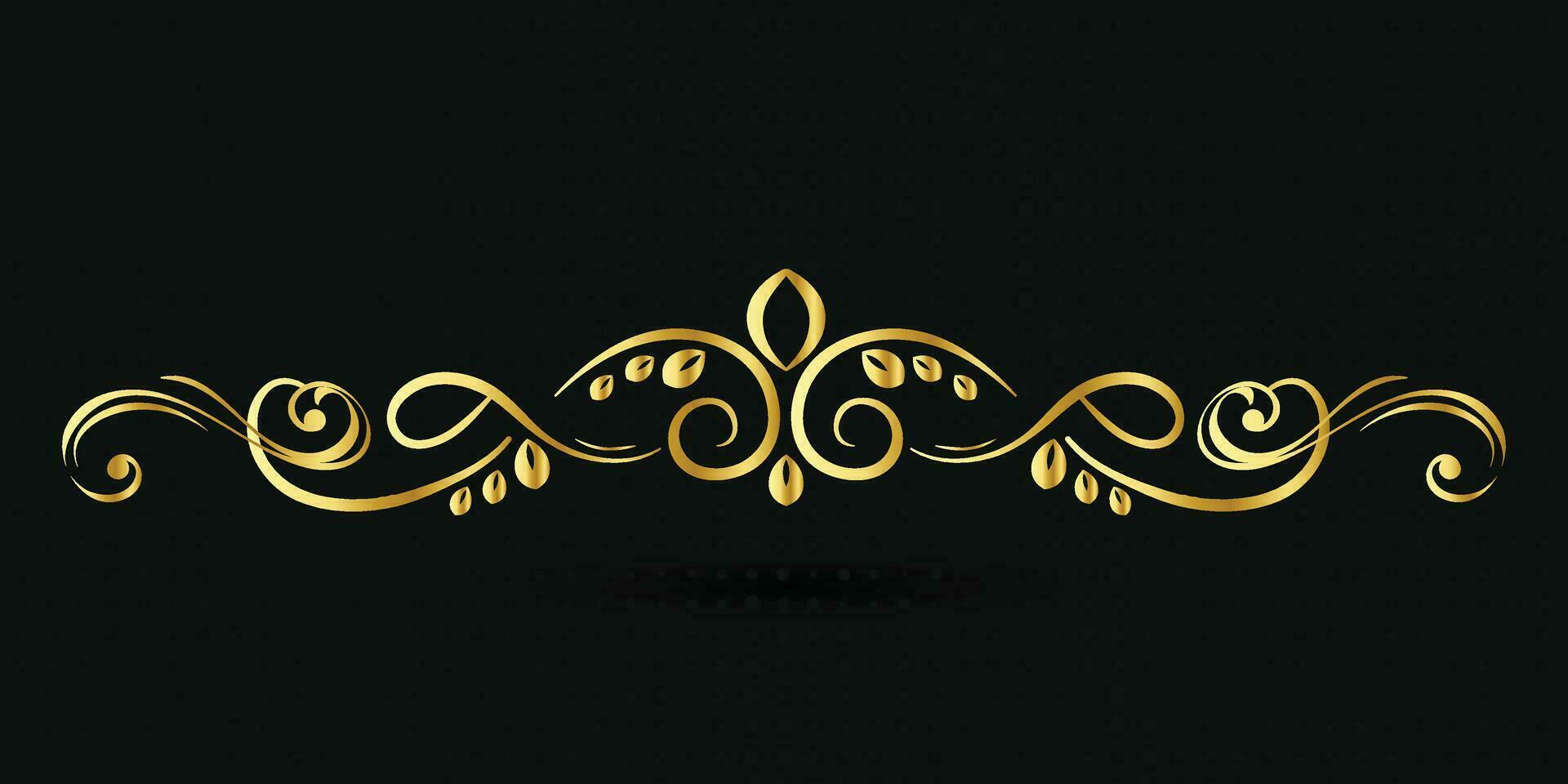 decoratief goud titel kader geïsoleerd Aan donker groen kleur achtergrond klassiek ornament vector