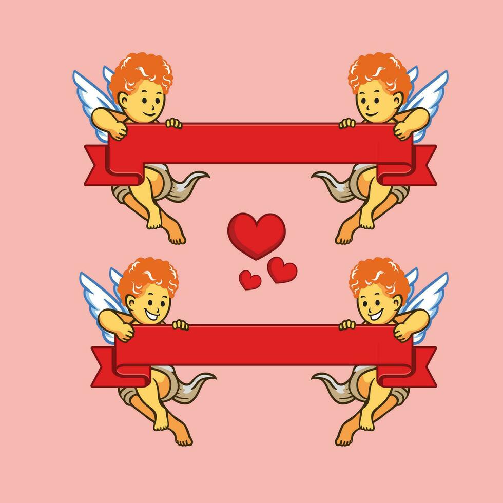 vliegend Cupido en lint reeks vector