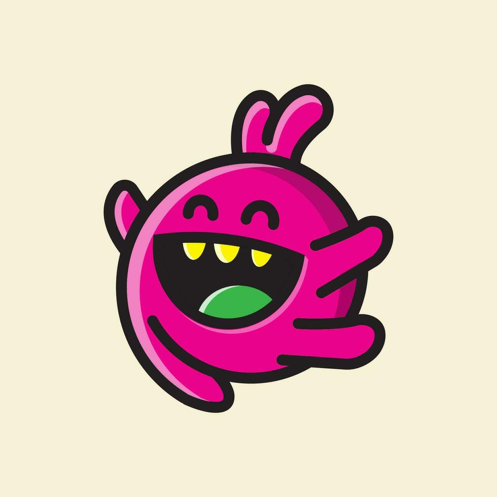 schattig monster gelukkig roze vector