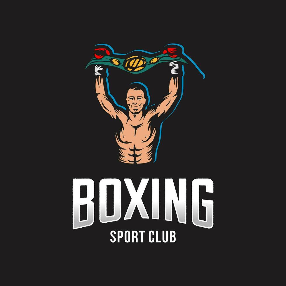 winnaar in boksen logo ontwerp premie vector