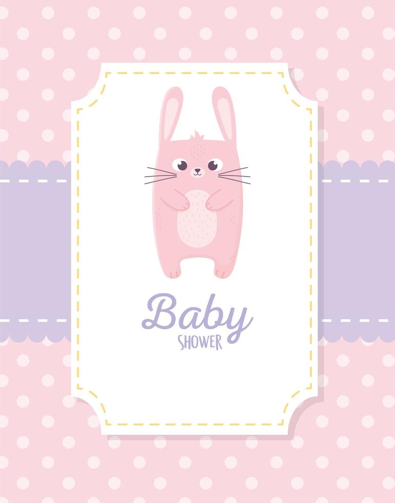 baby shower, roze konijn sticker decoratie kaart vector