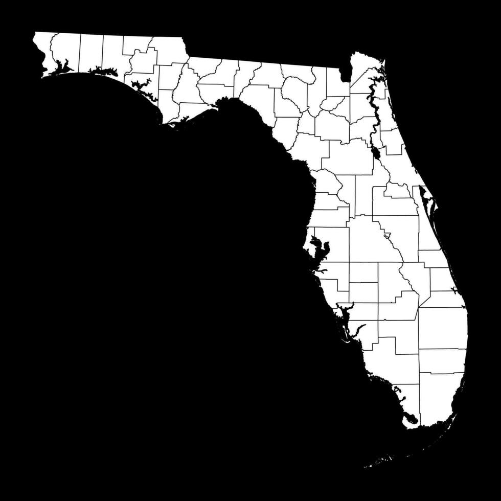 Florida staat kaart met provincies. vector illustratie.