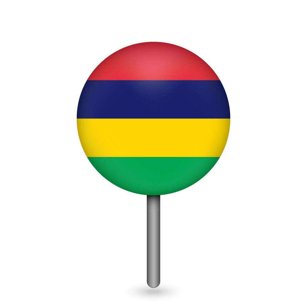 kaartaanwijzer met contry mauritius. Mauritius vlag. vectorillustratie. vector