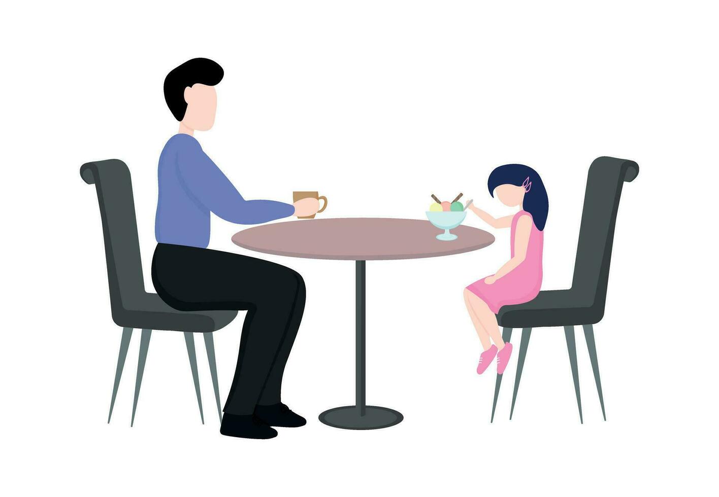vader en dochter zittend in een cafe vector