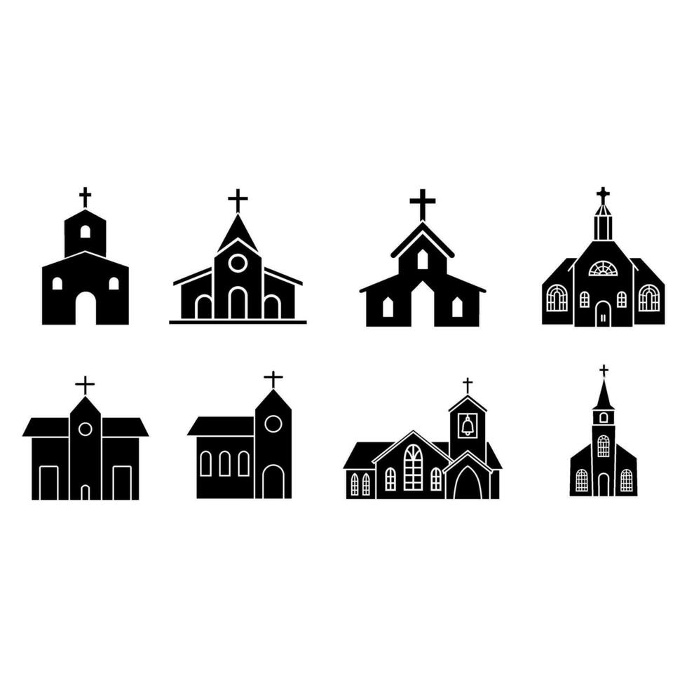 kerk icoon vector set. religie illustratie teken verzameling. tempel symbool. Christendom logo.