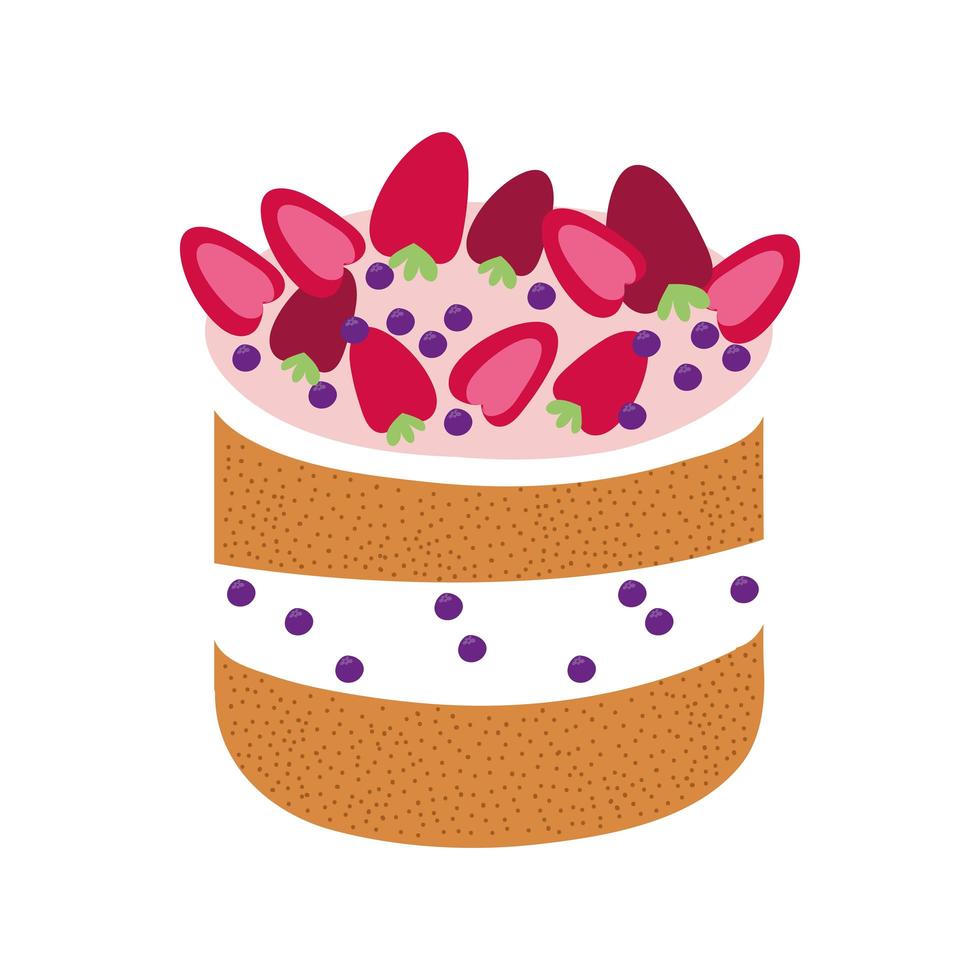 zoete cake met aardbeien dessert vector