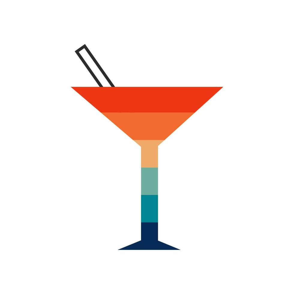 regenboog cocktail. gelukkig trots symbool in lgbt vlag kleuren. homo vreemd element in retro wijnoogst stijl. vector vlak illustratie.