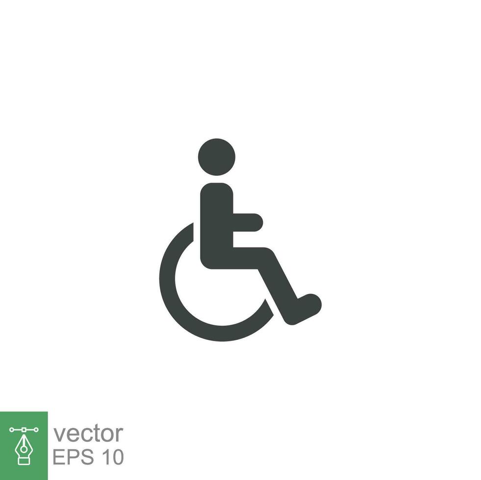 uitzetten, handicap glyph icoon. gemakkelijk solide stijl. symbool, stoel, parkeren, wiel, toegang, persoon, pictogram, gereserveerd, vervoer concept. vector illustratie geïsoleerd Aan wit achtergrond. eps 10