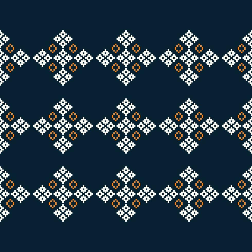 etnisch meetkundig kleding stof patroon kruis steek.ikat borduurwerk etnisch oosters pixel patroon marine blauw achtergrond. abstract,vector,illustratie. textuur,kleding,lijst,decoratie,motieven,zijde behang. vector