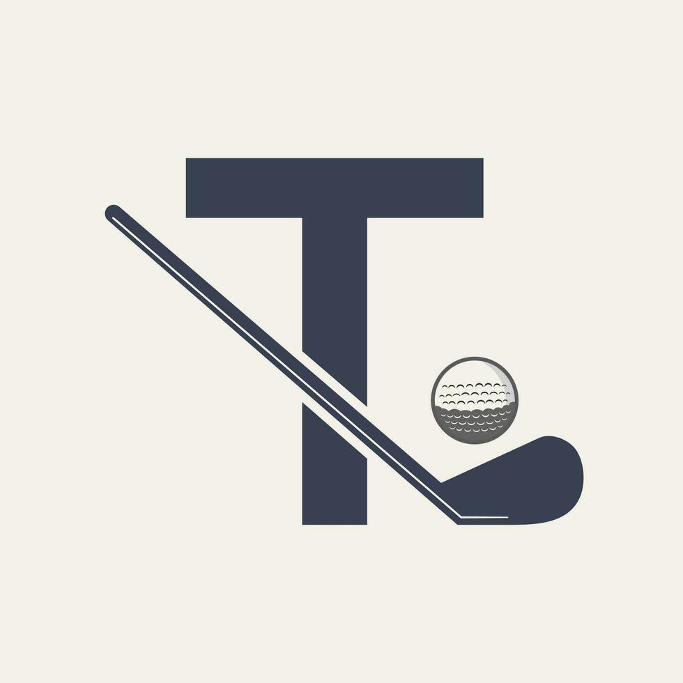 brief t hockey toernooi logo. ijs hockey insigne logo sjabloon vector