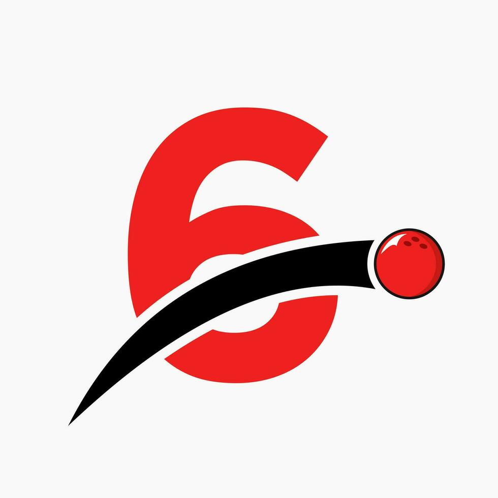 brief 6 bowling logo. bowling bal symbool met in beweging bal icoon vector