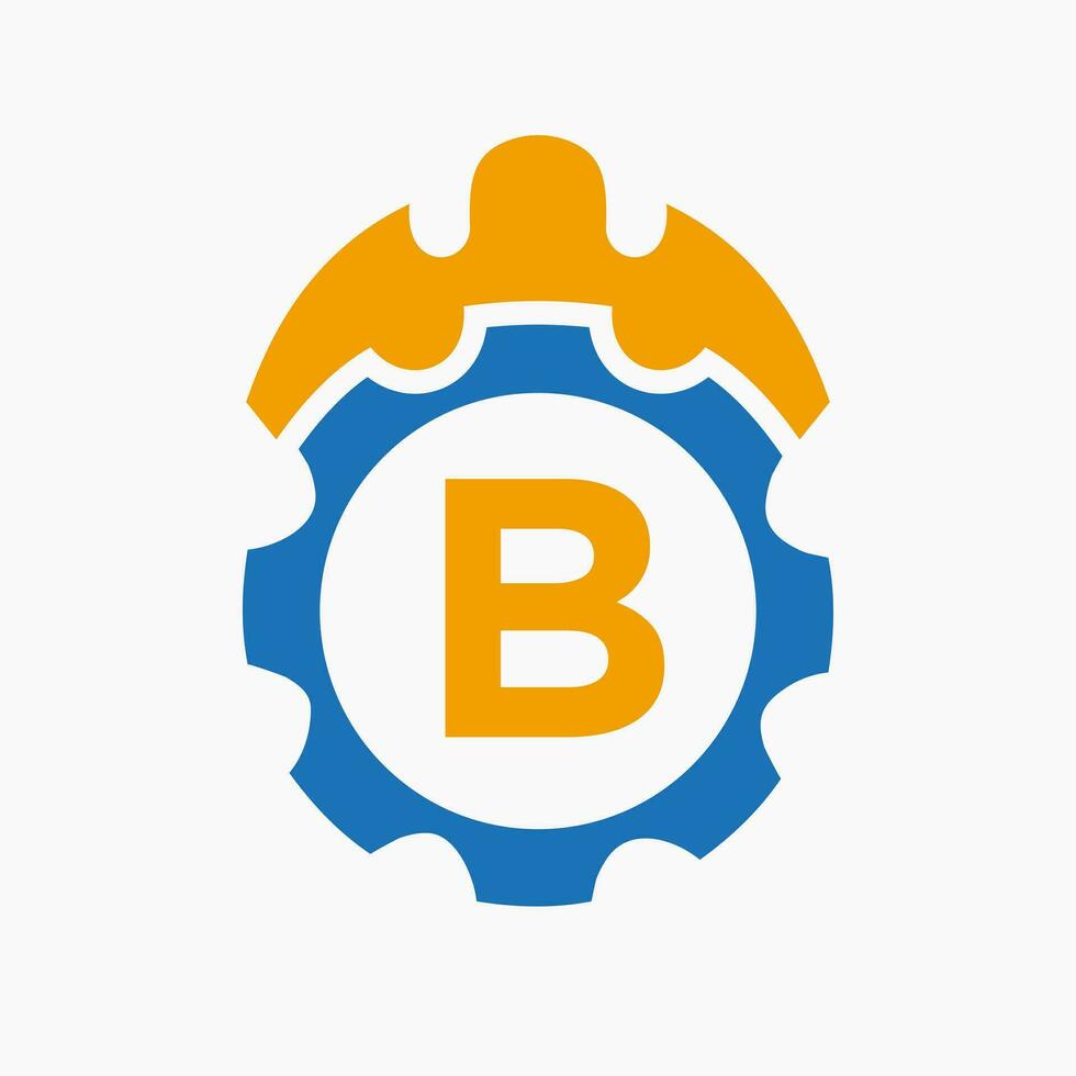 bouw logo brief b concept met uitrusting icoon. bouwkunde architect reparatie logotype vector