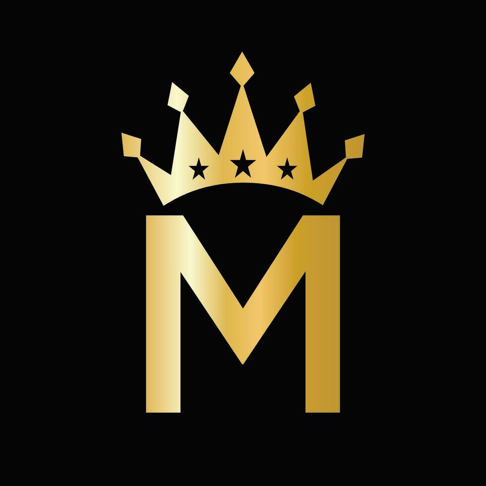 brief m luxe logo met kroon symbool. kroon logotype sjabloon vector